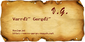 Varró Gergő névjegykártya